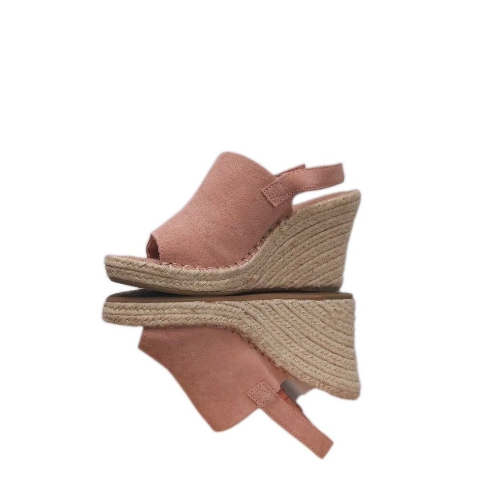 TOMS Women’s Monica Blush Pink Suede Espadrille Wedge Sandals Size 7.5 - Picture 2 of 16
